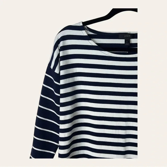 0184W J. CREW 3/4 SLEEVE MINI SHEATH DRESS SIZE SMALL STRIPES‎ NAVY BLUE/WHITE - Picture 3 of 11